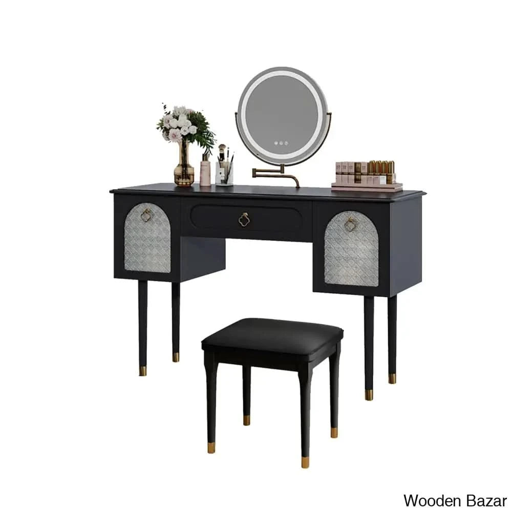 Kaori Vanity Dressing Table With Mirror Light And Stool