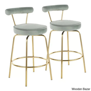 Kaysone Swivel 25.5’’ Counter And Bar Stool (Set Of 2) - Wooden Bazar