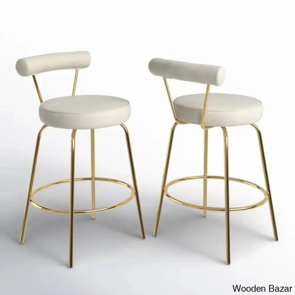 Kaysone Swivel 25.5’’ Counter And Bar Stool (Set Of 2) - Wooden Bazar