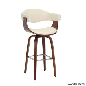 Keishaz Swivel Fabric Mid-Century Counter And Bar Stool (Set Of 2)