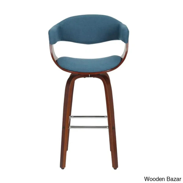 Keishaz Swivel Fabric Mid-Century Counter And Bar Stool (Set Of 2)