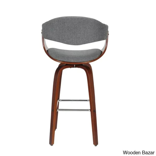 Keishaz Swivel Fabric Mid-Century Counter And Bar Stool (Set Of 2)