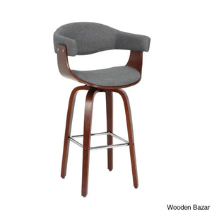 Keishaz Swivel Fabric Mid-Century Counter And Bar Stool (Set Of 2)