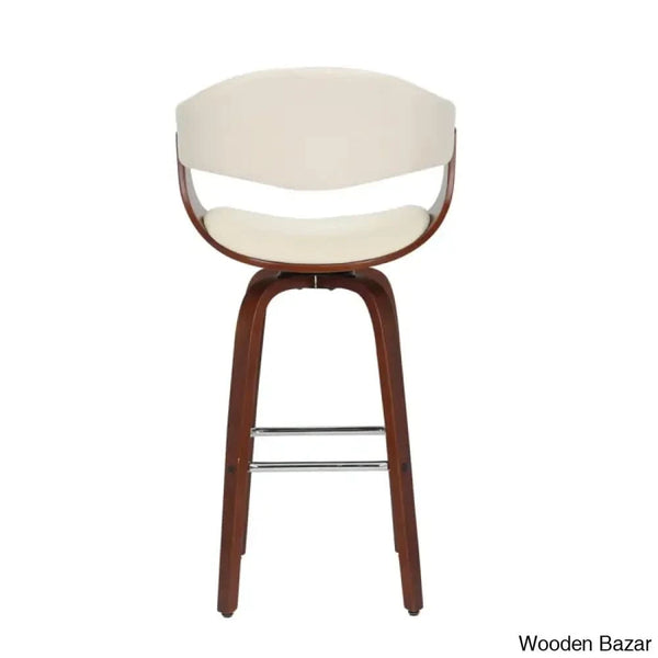 Keishaz Swivel Fabric Mid-Century Counter And Bar Stool (Set Of 2)