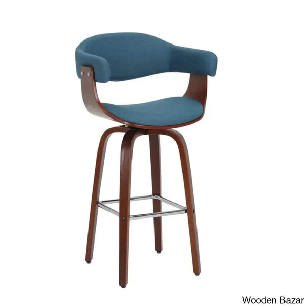 Keishaz Swivel Fabric Mid-Century Counter And Bar Stool (Set Of 2)