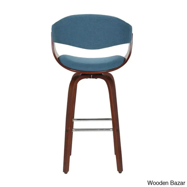 Keishaz Swivel Fabric Mid-Century Counter And Bar Stool (Set Of 2)
