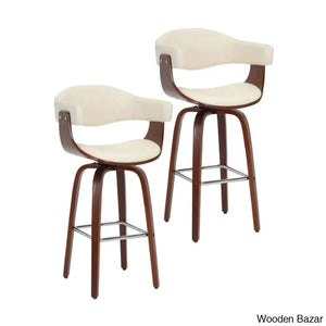 Keishaz Swivel Fabric Mid-Century Counter And Bar Stool (Set Of 2)