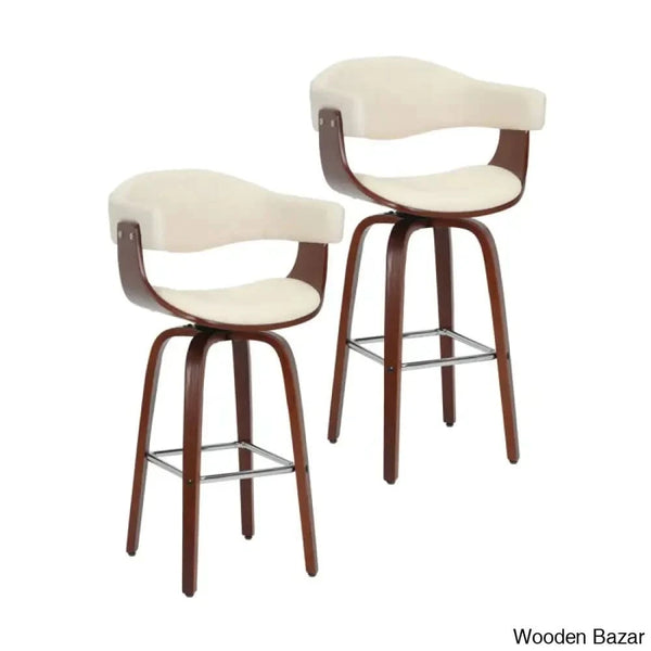 Keishaz Swivel Fabric Mid-Century Counter And Bar Stool (Set Of 2)