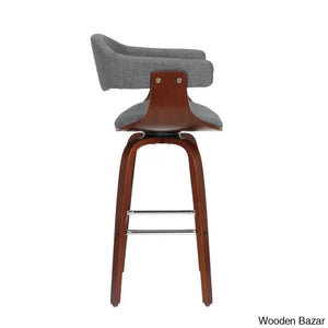 Keishaz Swivel Fabric Mid-Century Counter And Bar Stool (Set Of 2)
