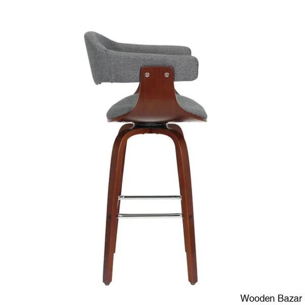 Keishaz Swivel Fabric Mid-Century Counter And Bar Stool (Set Of 2)