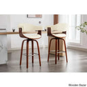 Keishaz Swivel Fabric Mid-Century Counter And Bar Stool (Set Of 2) Cream / (27.17’’ Seat Height)