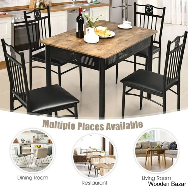 Kelly 4 Seater Dining Table Set - Wooden Bazar