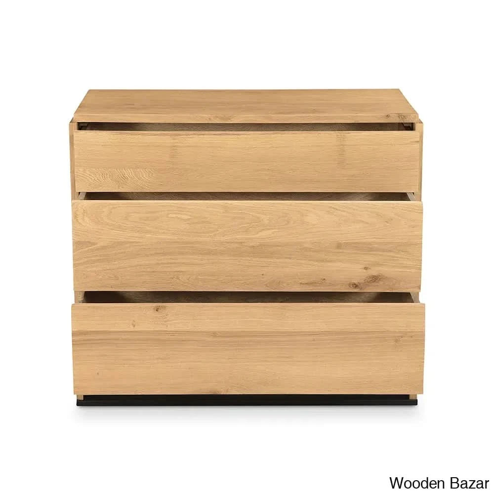 Kennice 3 Chest Of Drawers In Solid Wood With Timeless Tresures - Wooden Bazar