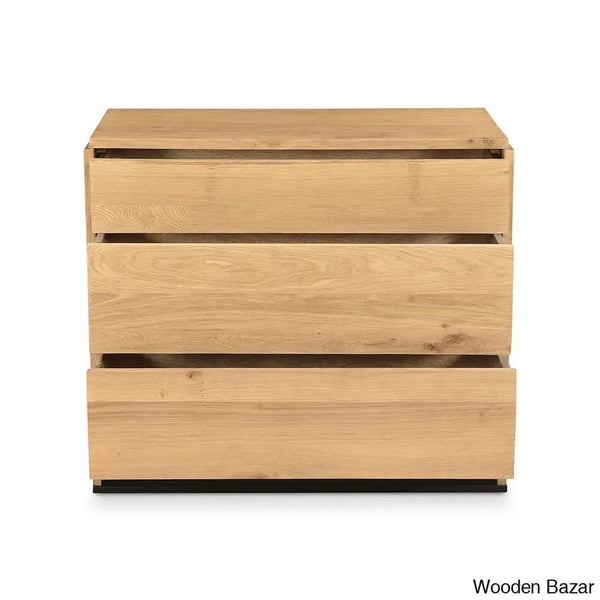 Kennice 3 Chest Of Drawers In Solid Wood With Timeless Tresures - Wooden Bazar