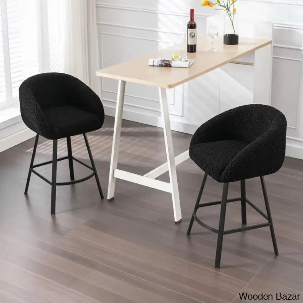 Kensync Swivel 26.4’’ Sherpa Counter And Bar Stool Black / 1