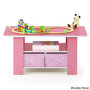 Kentony Coffee And Center Table With Bin Drawer Pink Top/Light Base