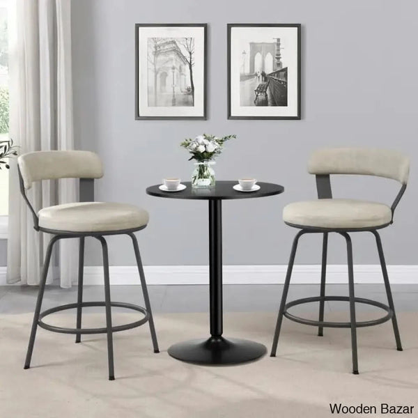 Kiptono Low Back Counter And Bar Stools Metal Leather (Set Of 2)