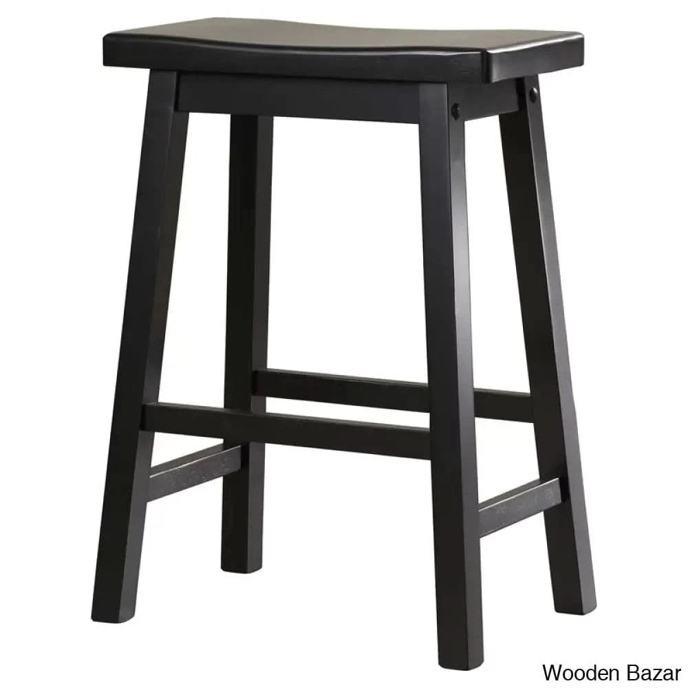 Kirkwoodo Swivel Solid Wood Counter And Bar Stool Black / (24’’ Seat Height)