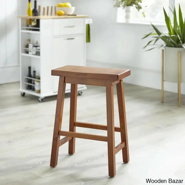 Kirkwoodo Swivel Solid Wood Counter And Bar Stool Chestnut / (24’’ Seat Height)