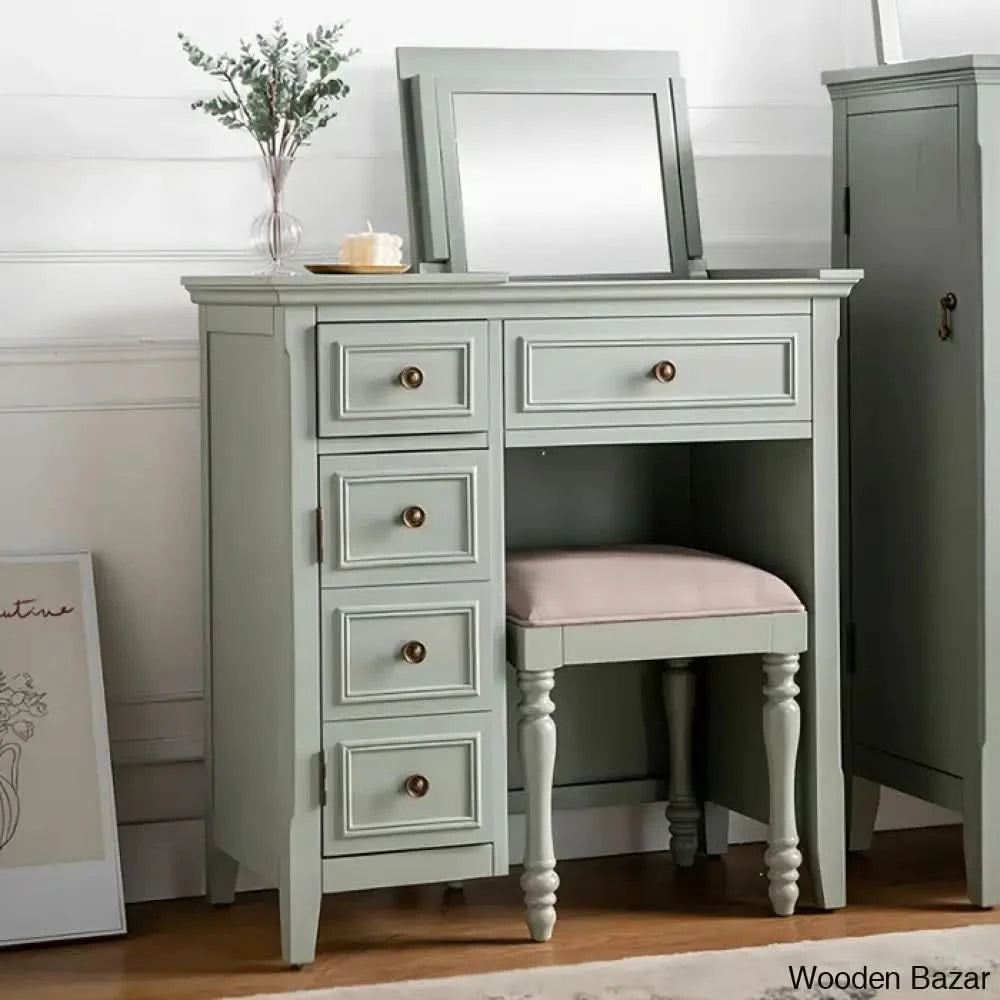 Kirubel Vanity Dressing Table With Mirror And Stool