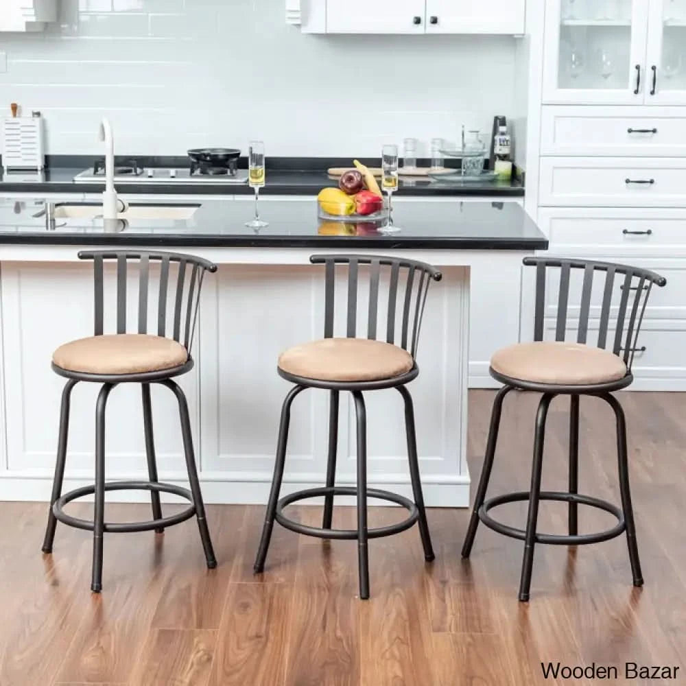 Kito Swivel Height Counter & Bar Stools With Metal Frame (Set Of 3) Stool (29’’ Seat Height)