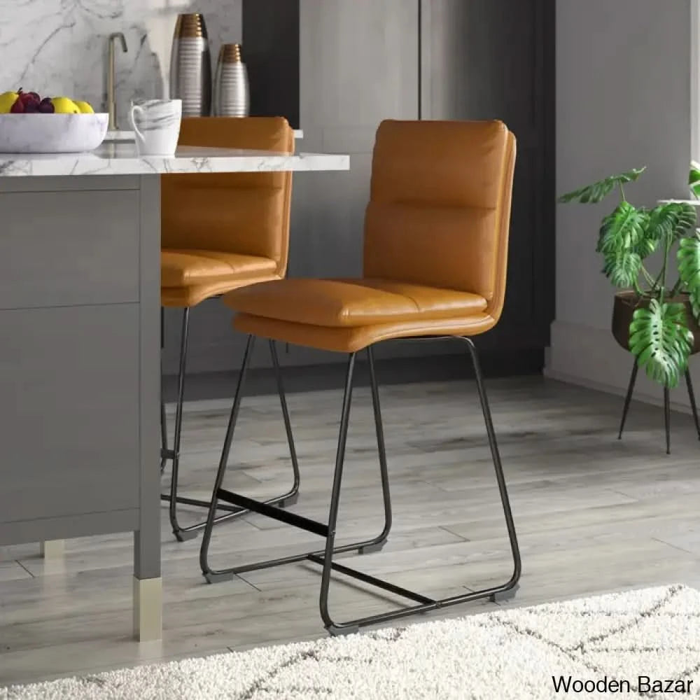 Klingbeilm Swivel Upholstered Counter And Bar Stool With Metal Frame (Set Of 2) Cappuccino / Bar
