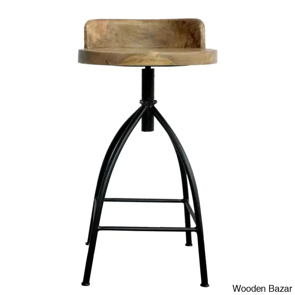 Kohlmeiera Swivel Industrial Style Counter And Bar Height Stool With Adjustable Seat (24” Height)