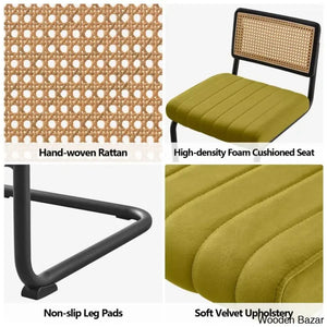 Krystalino Swivel Velvet Upholstered Cane Back Counter And Bar Stool (Set Of 2)