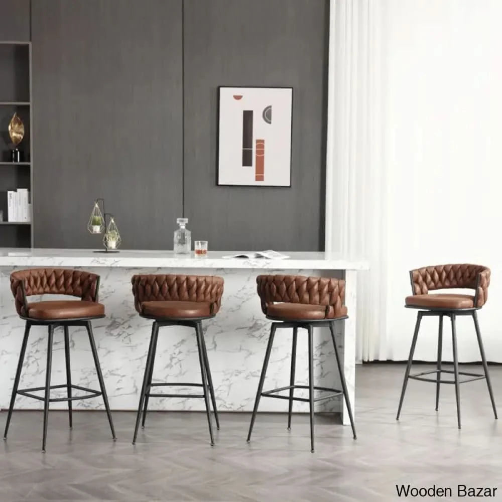 Kymberlynnu Swivel 30.7’’ Counter And Bar Stool (Set Of 2) Brown / (26.6” Seat Height)