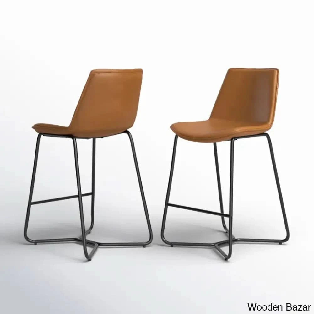 Kyraz Swivel Upholstered Counter And Bar Stool With Metal Frame (Set Of 2) Cappuccino / Bar