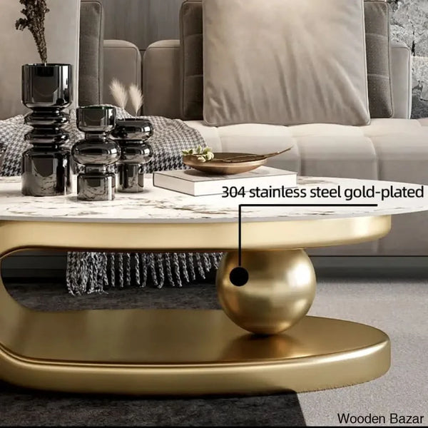 Labiana 51.18’’ Pandora Oval Coffee And Center Table With Stone Top