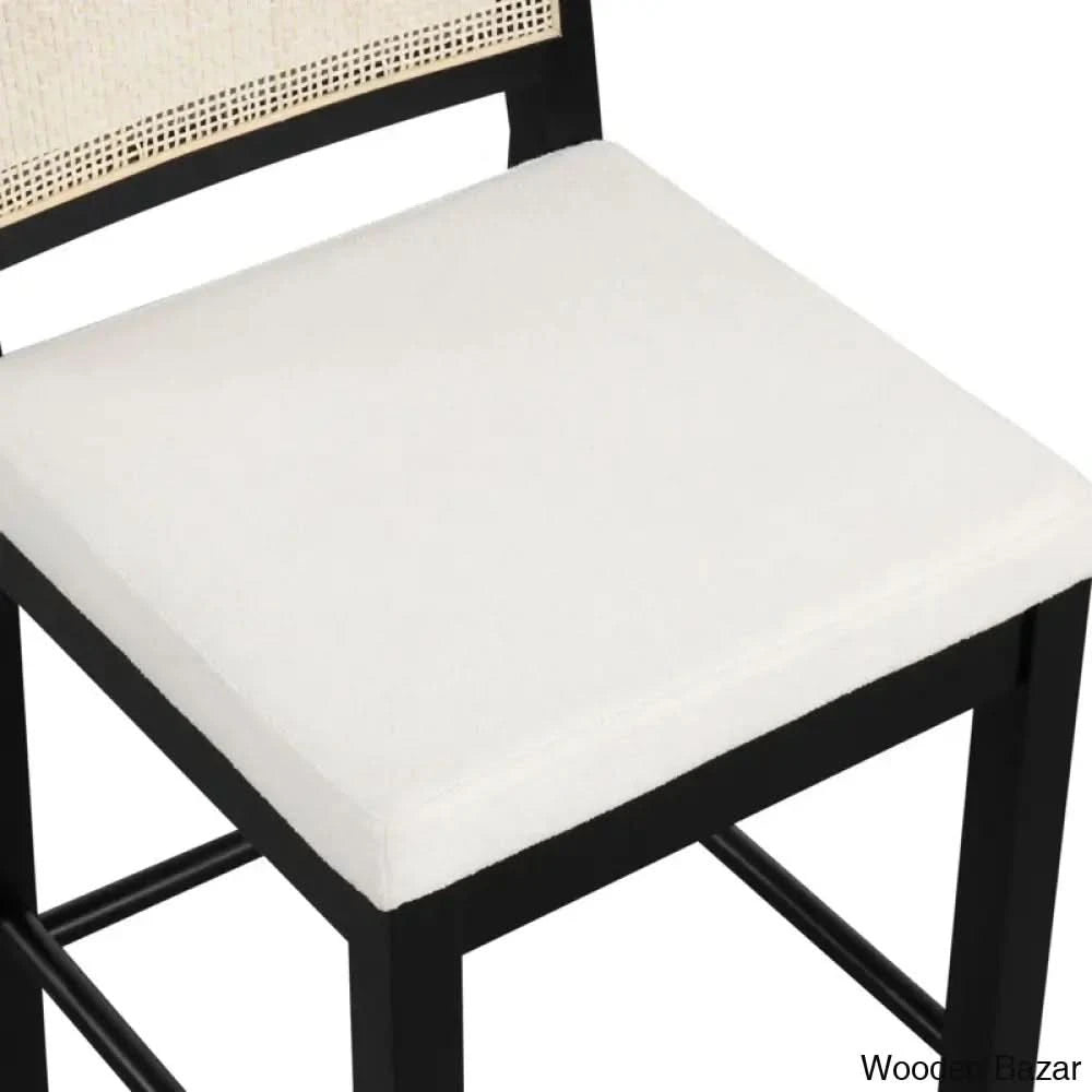 Lacouro Swivel Boucle Counter And Bar Stool Cream Polyester/ Black Oak Frame / Short (19’’ Seat