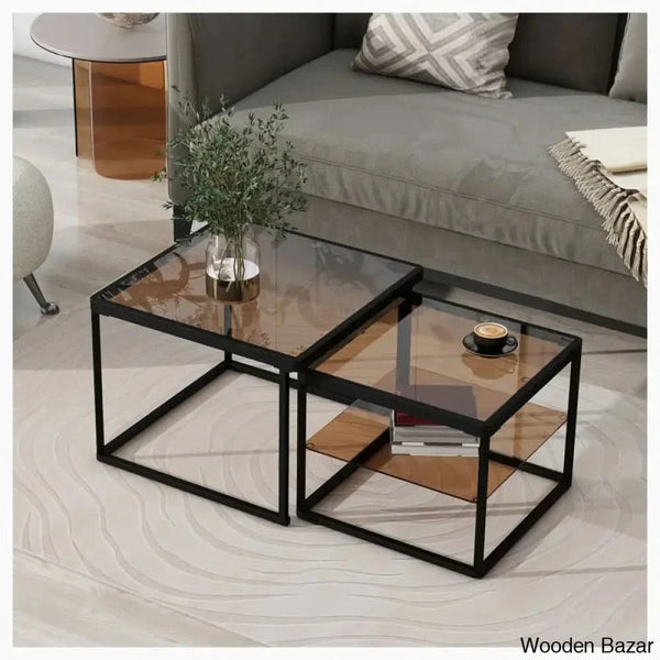 Lanna Glass Top Nesting Coffee And Center Table