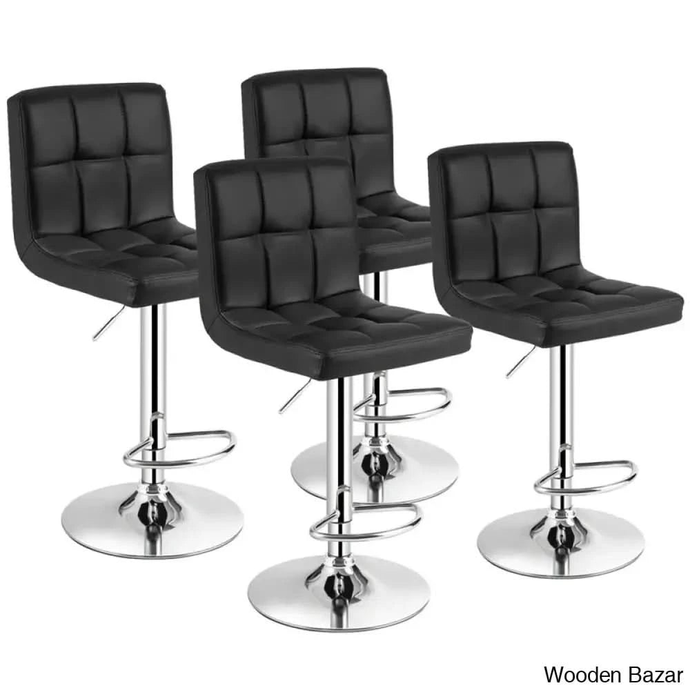Lat Swivel Upholstered Adjustable Height Counter And Bar Stool With Metal Frame Black / 2