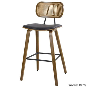 Latiu Swivel Upholstered Rattan Counter & Bar Stool