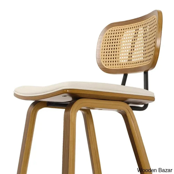 Latiu Swivel Upholstered Rattan Counter & Bar Stool