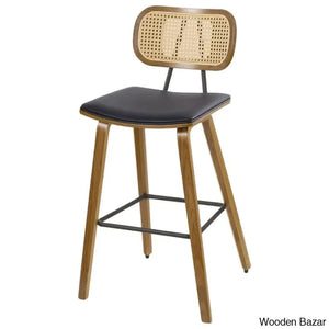 Latiu Swivel Upholstered Rattan Counter & Bar Stool