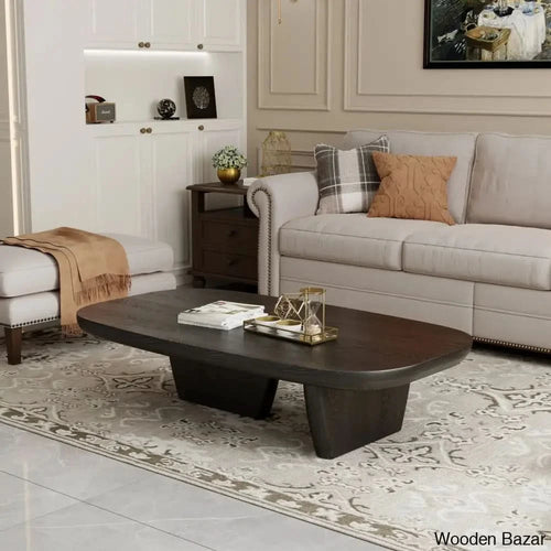 Latte 51’’Modern Wood Coffee Table Simple And Center Solid Black