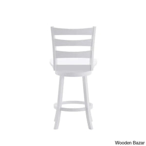 Laurele Ladderback Wooden Swivel Dining Counter And Bar Stool With Footrest