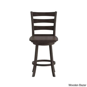 Laurele Ladderback Wooden Swivel Dining Counter And Bar Stool With Footrest