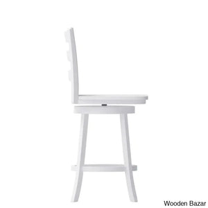 Laurele Ladderback Wooden Swivel Dining Counter And Bar Stool With Footrest