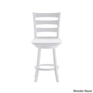 Laurele Ladderback Wooden Swivel Dining Counter And Bar Stool With Footrest