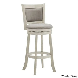 Ledax Swivel Upholstered Counter And Bar Stool (Set Of 2) - Wooden Bazar Antique Gray / Grey Linen