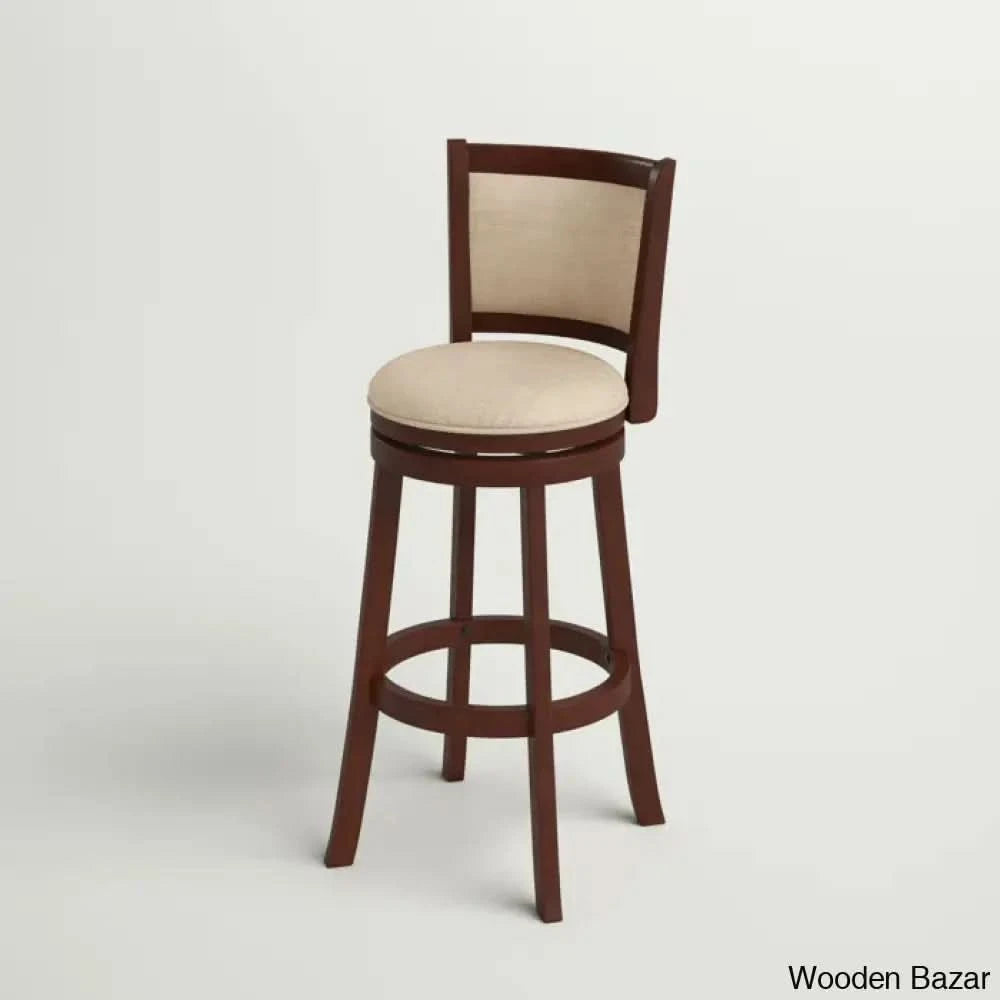 Ledax Swivel Upholstered Counter And Bar Stool (Set Of 2) - Wooden Bazar