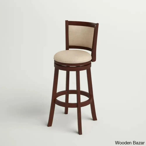 Ledax Swivel Upholstered Counter And Bar Stool (Set Of 2) - Wooden Bazar Cherry / Beige Bar