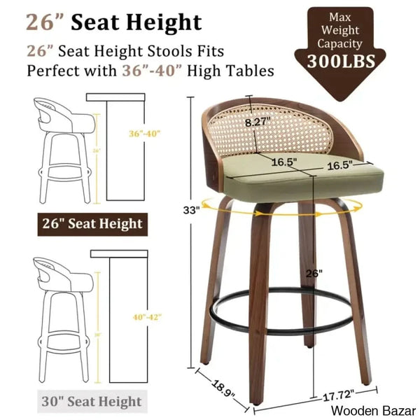 Leeanaz Swivel Faux Leather Counter & Bar Stools - Wooden Bazar