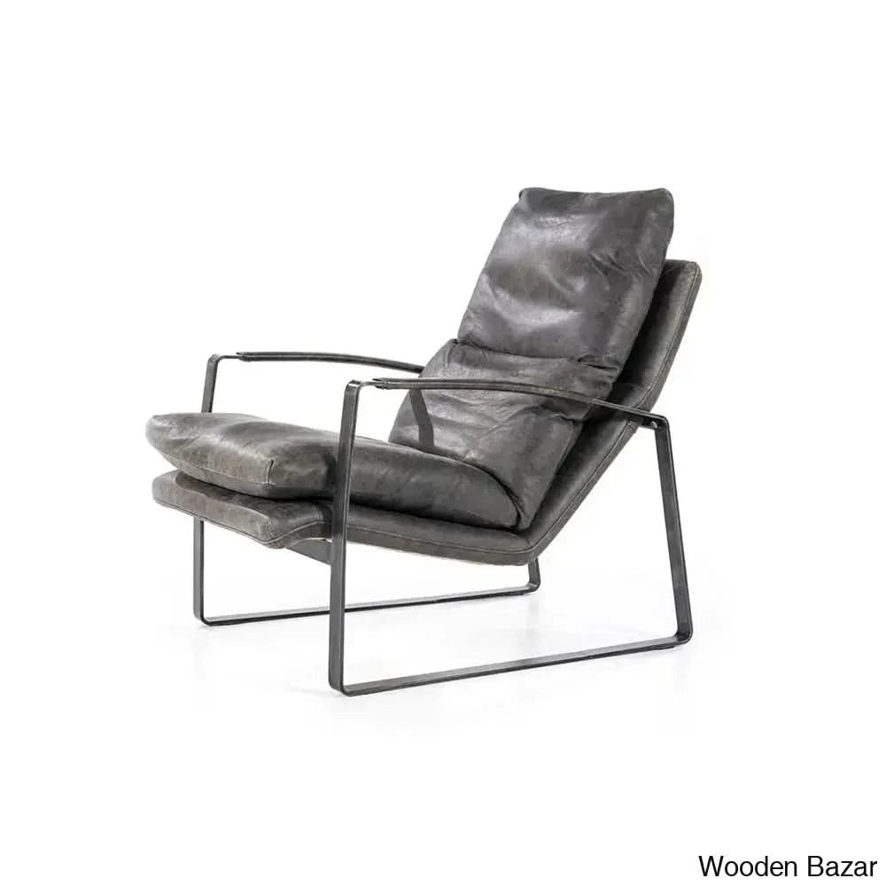 Lillian Lex Modern Single Seater Armchair With Metal Base - Wooden Bazar Grey