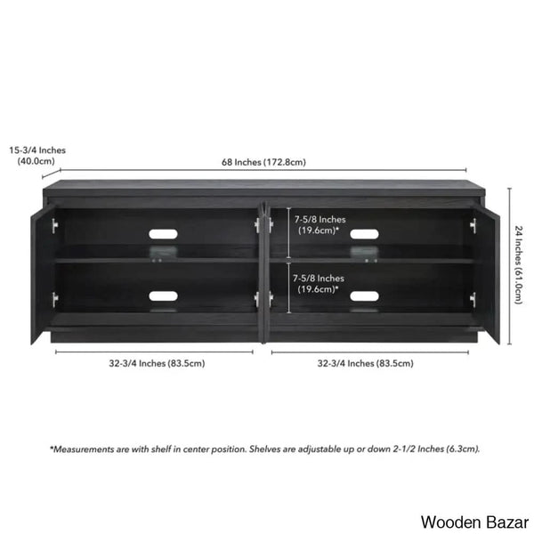 Linio Stylish Rattan Cabinet Media Console For Large Tv Set