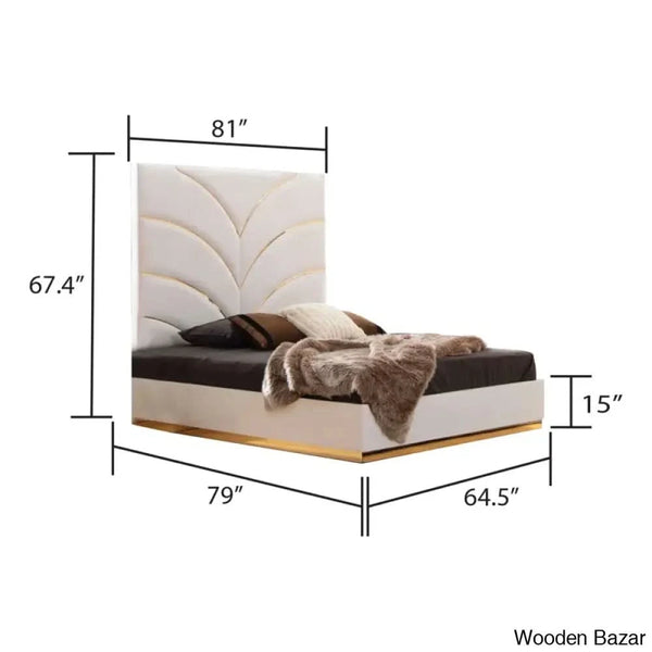 Linne Luxury 3 Piece Bedroom Set With Dressing Table Side - Wooden Bazar