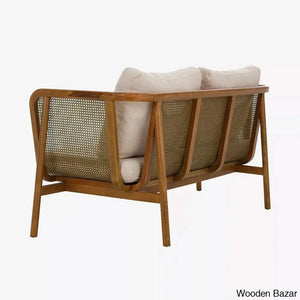 Linner Modern Solid Wood & Cane 3-Seater Sofa- Wooden Bazar